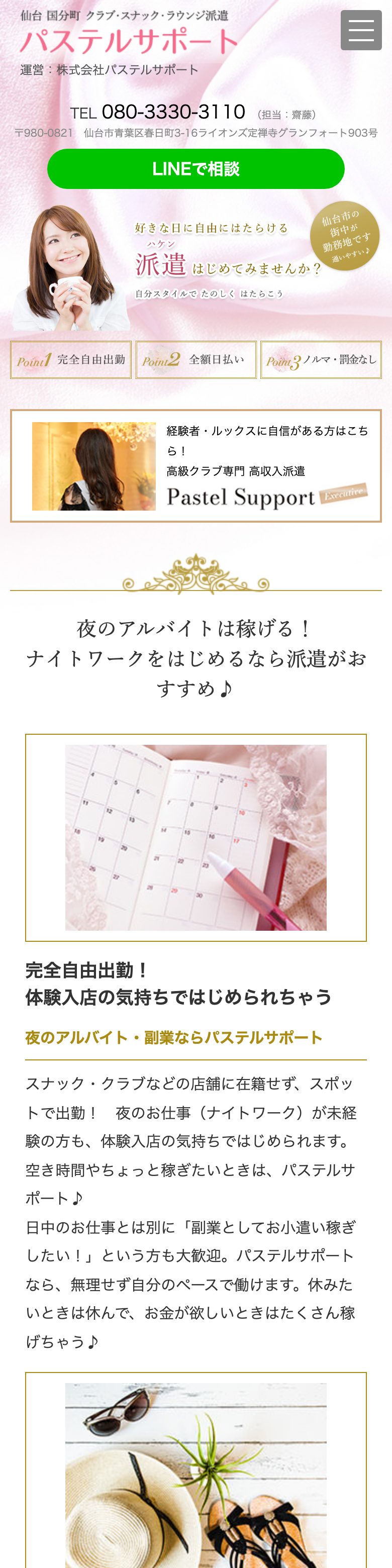 パステルサポート SP表示